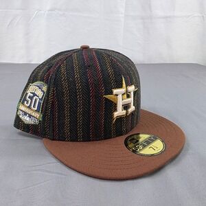 New Era 59Fifty Astros Fitted Hat 50th‎ Anniversary Patch Wool Blend Brown 7 1/4
